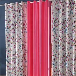 Shopgallery White & Pink 3 Pieces Floral Room Darkening Door Curtain-8