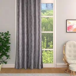 Aura Grey Self Design Room Darkening Door Curtain-image-45