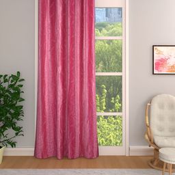 Aura Pink Floral Room Darkening Door Curtain-image-60