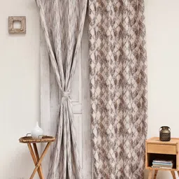Ariana Brown 2 Pieces Abstract Printed Door Curtain-12