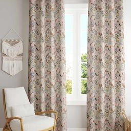 Jinaya's Beige & Red 2 Pieces Floral Printed Cotton Door Curtain-image-1