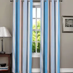 RRC Blue & White 2 Pieces Striped Room Darkening Long Door Curtain-image-94