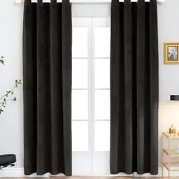 Aura Black 2 Pieces Room Darkening Long Door Curtain-image-27