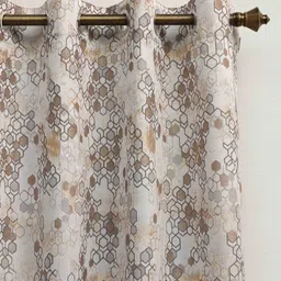 Ariana Grey & Brown Geometric Printed Room Darkening Long Door Curtain-14
