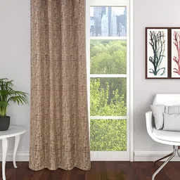 THE CONVERSION Coffee Brown Textured Jacquard Room Darkening Window Curtain-image-8