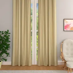 THE CONVERSION Beige 2 Pieces Room Darkening Long Door Curtain-52