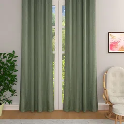 THE CONVERSION Green 2 Pieces Room Darkening Long Door Curtain-image-34