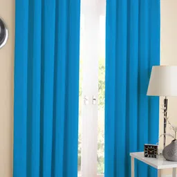 Airwill Blue 2 Pieces Cotton Room Darkening Long Door Curtain-image-72