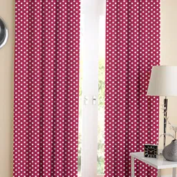Airwill Pink & White 2 Pcs Geometric Room Darkening Cotton Long Door Curtain-image-20