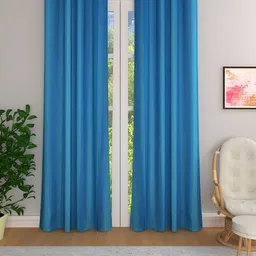 THE CONVERSION Turquoise Blue 2 Pieces Room Darkening Long Door Curtain-image-34