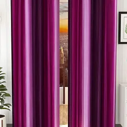 Shopgallery Purple & Pink 2 Pieces Colourblocked Room Darkening Long Door Curtains-1