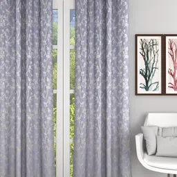 Soumya Grey & White Floral Long Door Curtain-image-45