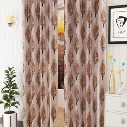 Homefab India Brown Set of 2 Floral Long Door Curtain-image-75