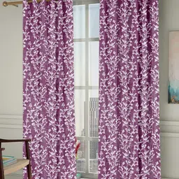 Homefab India Grommet Lavender & White 2 Pieces Floral Long Door Curtains-image-71