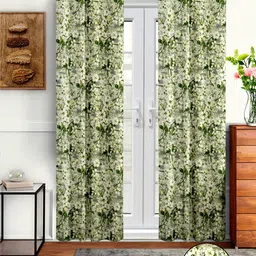 Cortina Green & Yellow Set of 2 Floral Long Door Curtain-7