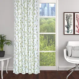THE CONVERSION White & Green Floral Regular Door Curtain-image-47