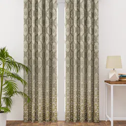 HAPPY HUES Beige & Cream Set of 2 Door Curtain-58