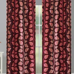 Aura Maroon & Red 2 Pieces Floral Door Curtain-15