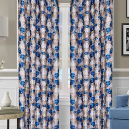 ROMEE Beige & Blue 2 Pieces Floral Door Curtain-image-82
