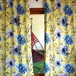 TARA- Sparkling Homes Yellow & Blue Floral Door Curtain-image-24