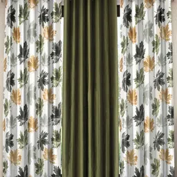 Home Sizzler Green & White Set of 3 Floral Door Curtain-41