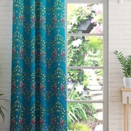 Home Centre Teal & Pink Floral Door Curtain-48