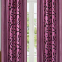 Aura Pink & Black 2 Pieces Floral Door Curtain-image-86