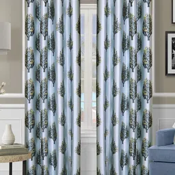 ROMEE Blue & Green 2 Pieces Floral Door Curtain-3