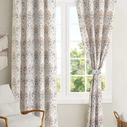 BLANC9 2 Pcs White & Grey Ethnic Motifs Pure Cotton Door Curtains-16