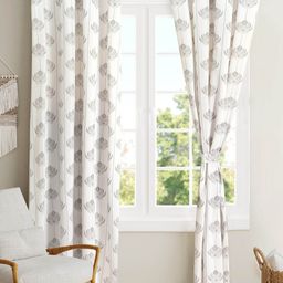 BLANC9 White & Grey 2 Pieces Ethnic Motifs Cotton Door Curtains-34