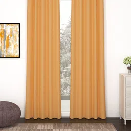 Story@home Mustard Set of 2 Black Out Long Door Curtain-5