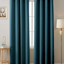 Cloth Fusion Blue 2 Pieces Room Darkening Blackout Long Door Curtains-image-24