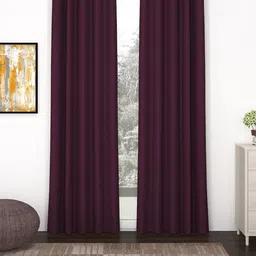 Story@home Purple Set of 2 Black Out Long Door Curtain-9