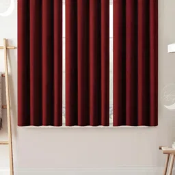 Lunar Days Maroon 3 Pieces Black Out Long Door Curtain-image-67