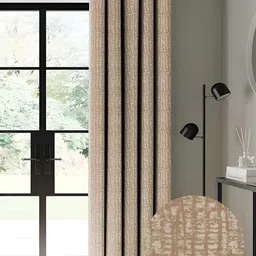 Nefertiti Home Beige 2 Pcs Floral Black Out Long Door Curtain-picture-14