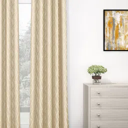 Story@home Beige & Off White Abstract Black Out Long Door Curtain-picture-2