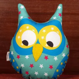 Sivya Blue & Yellow Printed Owl-Shaped Floor Cushion-42