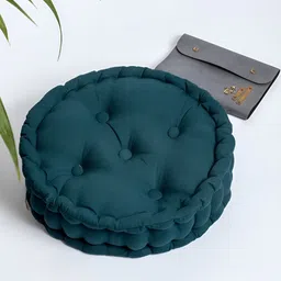 SKANDA FAB Green Pure Cotton Round Floor Cushions-19