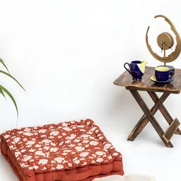 SKANDA FAB Brown Floral Printed Pure Cotton Square Floor Cushion-image-89