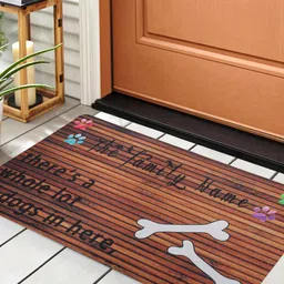 HOSTA HOMES Brown & Black Digital Printed Anti Skid Rectangular Door Mat-12