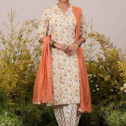 Libas Floral Printed Gotta Patti Pure Cotton Kurta with Salwar & Dupatta-image-33