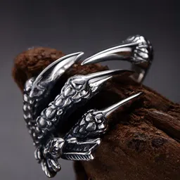 OOMPH Men Stainless Steel Vintage Biker Shaped Adjustable Finger Ring-47