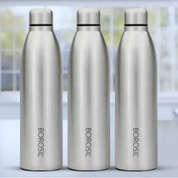 BOROSIL Steel & Black 3 Pieces Stainless Steel Single Wall Vacuum Water Bottles 950 ml-image-80
