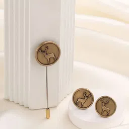 COSA NOSTRAA Men Set of 2 The Daring Deer Lapel Pin Accessory Gift Set-image-60