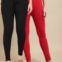 KEX Pack Of 2 Churidar-Length Cotton Woolen Leggings-image-24