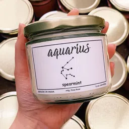 Aromatic Fables Aquarius Sun Sign White Spearmint Scented Jar Glass Candle-18