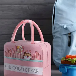 HOUSE OF QUIRK Pink Printed Insulated Reusable Lunch Bag-24