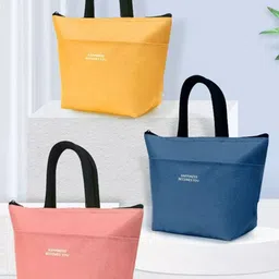 HOUSE OF QUIRK Yellow Solid Reusable Lunch Bag Organisers-29