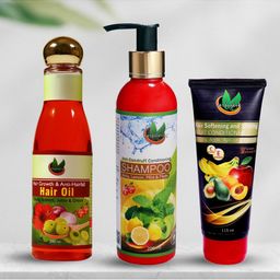 NatureNova Herbals Set of Anti-Dandruff Shampoo - Fruit Conditioner - Anti-Hairfall Oil-57