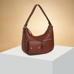 Forever Glam by Pantaloons Colourblocked PU Swagger Hobo Bag-11